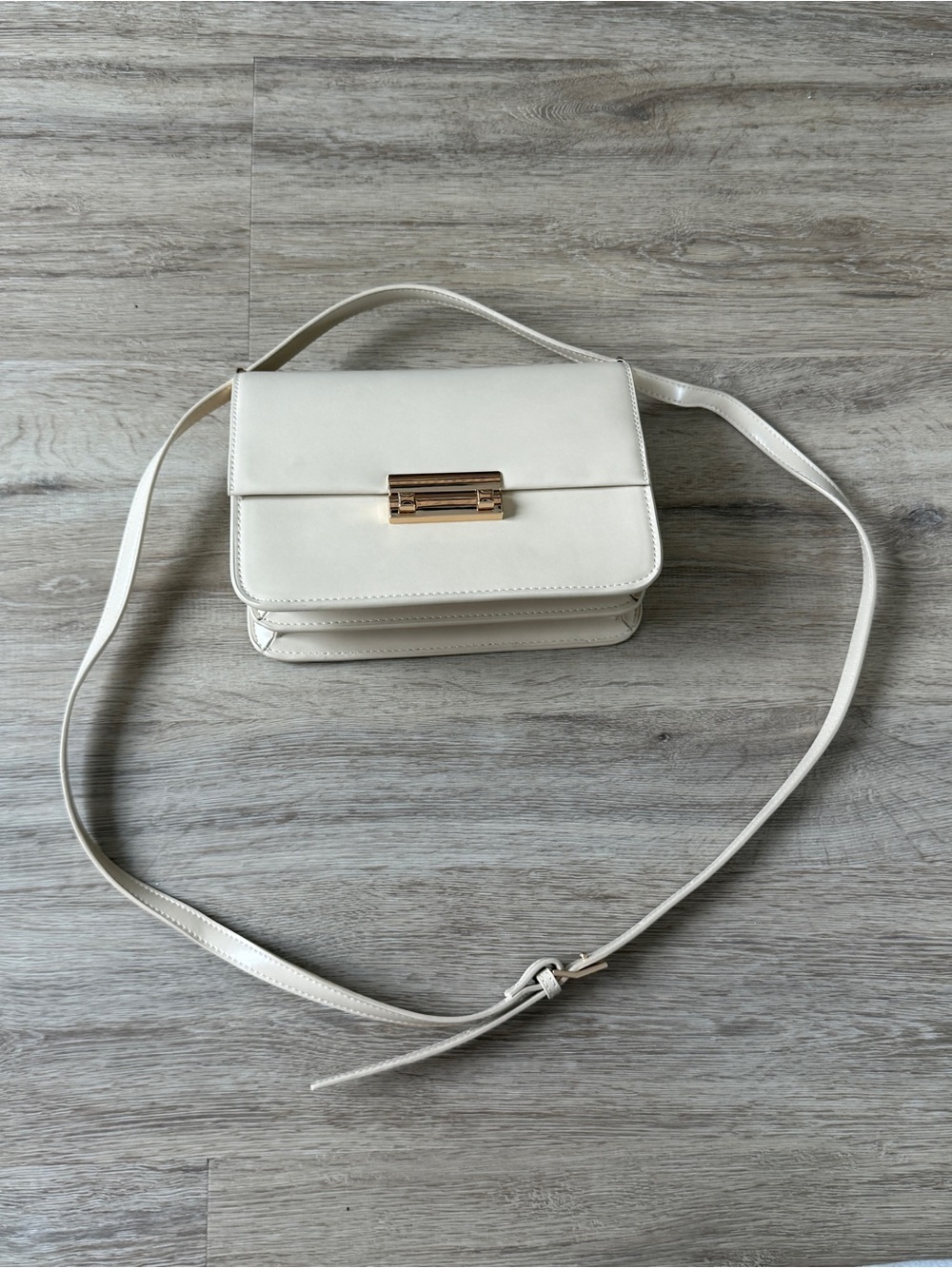 H&M Cream Crossbody Bag with Gold-Tone Clasp